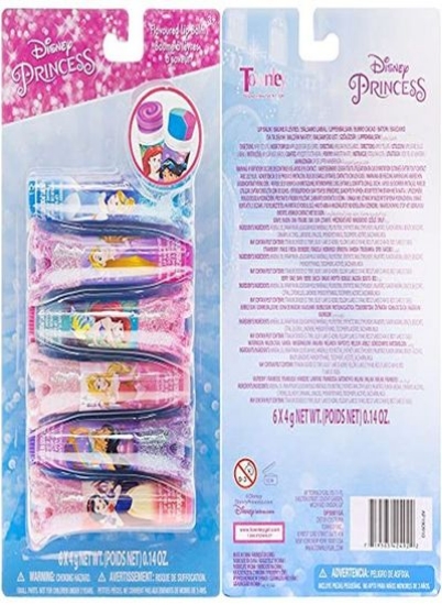 Disney Princess Lip Balm Swirls with Crown Caps, 6 Ct