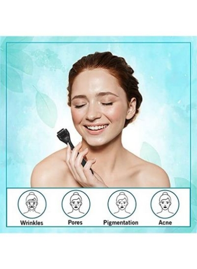 ابزار آرایشی Micro Needling مدل جدید Derma Roller با 540 سوزن برای ریزش موی پوست آکنه با کیف نگهداری رایگان [ بسته 1 ] (مشکی 0.25 میلی متری)