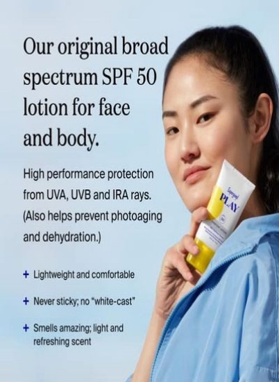 Play Everyday Spf 50 Lotion 24 Fl Oz 2 Reeffriendly کرم ضد آفتاب با طیف وسیع برای پوست حساس ضد آب و عرق بدن و صورت ضد آفتاب مواد تمیز