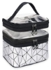 کیف آرایشی کیف لوازم آرایشی مسافرتی دو لایه Make Up Organizer کیف لوازم آرایش - الماس نقره ای