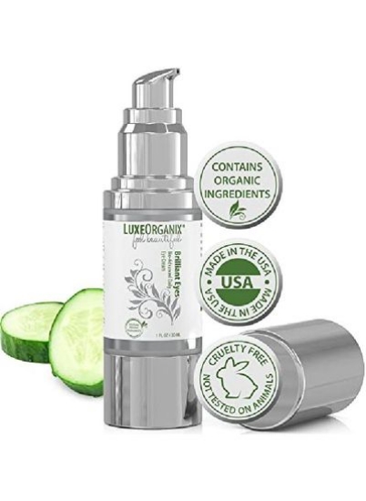 یا حلقه های تیره و پف زیر چشم توسط Luxeorganix روشن کننده و مرطوب کننده زیر چشم درمان کیسه ها و چین و چروک. یک کرم دور چشم ضد پیری طبیعی و ارگانیک با رتینول.