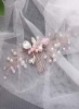 شانه مو مهره های کریستالی صورتی عروسی دست ساز با مروارید برای عروس مدل موی مجلسی عروس زیبا (رزگلد)
