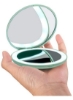 آینه روشویی مسافرتی با نور LED، آینه بزرگنمایی 1x/10x، آینه روشویی قابل حمل، مناسب کیف پول، جیب، آینه تاشو 3.5 اینچی، آینه دو طرفه دستی، گرد