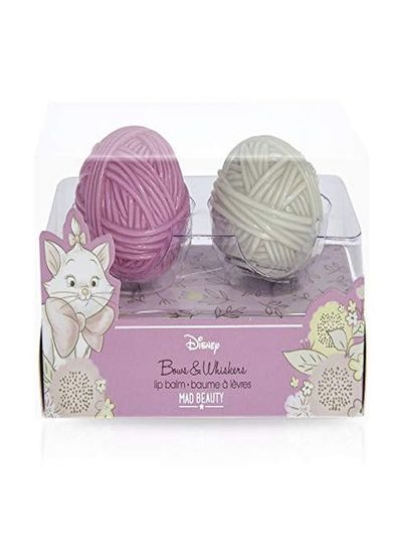 Disney Aristocats Marie Lip Balm Duo (بسته 2 عددی)، تسکین دهنده خشکی لب با طعم وانیل و گیلاس، مراقبت از لب به شکل نخ پشمی