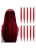 اکستنشن موی رنگی استل 22 اینچی موی مستقیم، گیره هایلایت های مهمانی چند رنگ در اکستنشن مو مصنوعی (10 عدد قرمز)