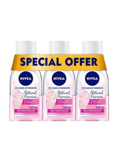 پاک کننده آرایش چشم NIVEA Natural Fairness، کمپلکس یکنواخت و ویتامین C، 3x125ml