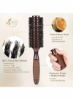 برس گرد موی گراز برای سشوار کردن برس گرد با بشکه چوبی 2.36 اینچی برس گرد حرفه ای برای حالت دادن و صاف کردن