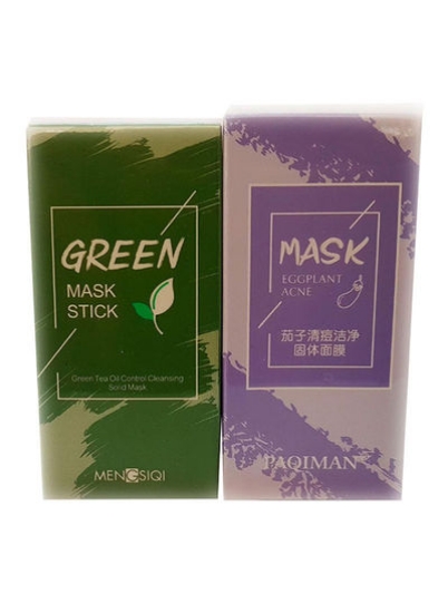 ست ماسک صورت 2 تکه سبز/بنفش 40 گرمی