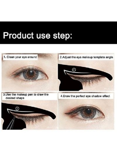 2 عدد شابلون خط چشم گربه مواد پی وی سی مات مات Smoky Eyeshadow Applicators Template Plate Cat Shape Eye Liner &amp; Eye Shadow Guide Template Tool