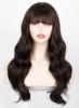 کلاه گیس زنانه اروپایی و آمریکایی Estelle Wigs با مکانیزم فیبر شیمیایی هدگیر با چتری و موهای مجعد بلند قهوه ای