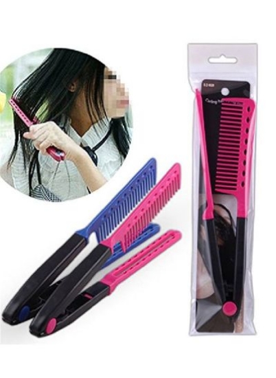 1Pc Diy Salon Hair Brush Combs Hairdressing Styling Hair Straightener V Shaped Straight Comb Color Random