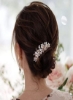 سنجاق موی عروس عروس تکه های مو گل عروس اکسسوری مو کریستالی گیره موی مرواریدی گیره مو جواهرات بدلیجات سر مهره زنانه و دخترانه (بسته 2 عددی) (رزگلد)