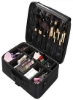 جعبه آرایش دخترانه کیت آرایش، کیسه آرایش کیف آرایشی برس سازماندهی و ذخیره سازی 16.5 اینچ جعبه آرایش 3 لایه، مشکی