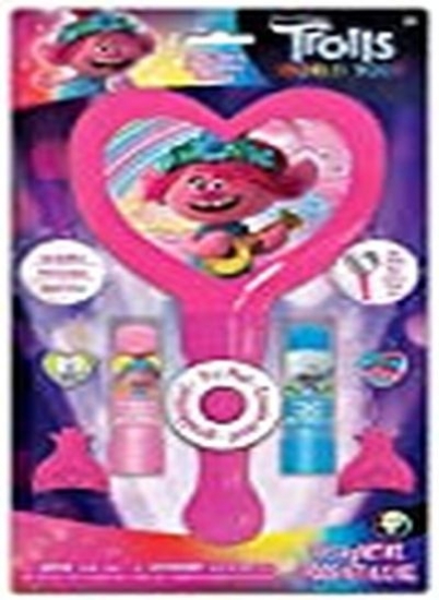 Trolls World Tour Light Up Mirror 2 Pack Balm Lip and 2 Hair Elastics 5 Ct