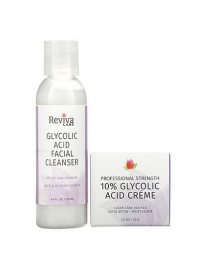 Reviva Labs Glycolic Duo کرم 10% گلیکولیک اسید و پاک کننده صورت 2 عددی اسید گلیکولیک