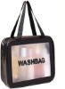 کیسه لوازم بهداشتی Clear، کیسه آرایشی شستشو، کیف آرایشی ضد آب زیپ دار پی وی سی، کیف حمل قابل حمل زنانه مردانه (مشکی بزرگ)