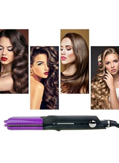 اتو فر کننده مو صاف کننده مو 4 در 1 Hair Waver با 4 صفحه آهنی صاف سرامیک تیتانیوم قابل تعویض (بنفش)