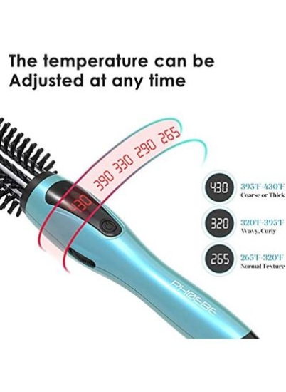 برس فر مو، دوولتاژ مسافرتی، برس داغ یونی تورمالین سرامیکی 1 اینچی، گرزهای فرکننده حرفه‌ای ضد جوش و گرم کردن فوری، برس حالت دهنده گرم شده برای موهای بلند