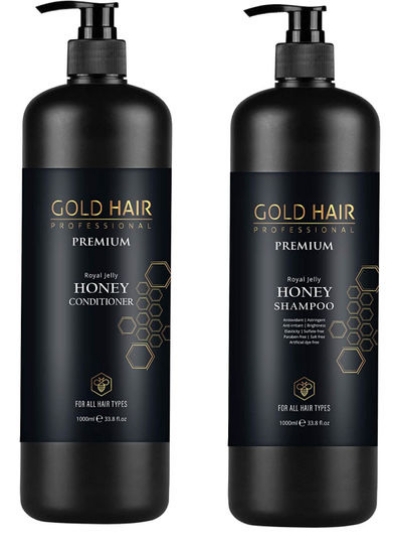 نرم کننده و شامپو ژل رویال مو طلایی برای انواع مو ست 1000 میلی لیتری