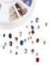 جعبه جواهرات بدلیجات شیشه ای 2 میلی متر 3 میلی متر ناخن آرت ترکیبی رنگ پشت نوک تیز مهره های بدلیجات الماس
