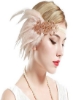 1920S Flapper Headpiece Roaring 20S Great Gatsby Headband Headband وینتیج Feather 1920S Flapper Gatsby Hair Accessories (شامپاین)