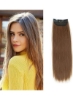 گیره در تکه مو مصنوعی کوتاه و کوتاه موی صاف تکه موی نامرئی برای موهای نازک افزایش حجم مو بالشتک طبیعی کرکی مو بلند 2 تکه قهوه ای