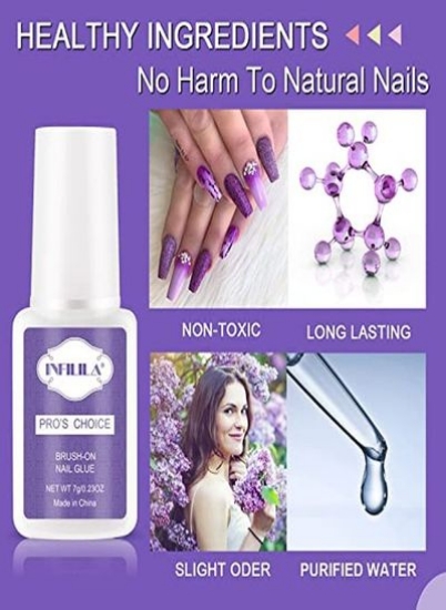 چسب ایل برای ناخن آسیلیک برس حرفه ای روی ناخن Glueinfilila Noil Nail Tip Gluenail Gluenail for Press on Nails Fasle Nails Fake Nails Tips چسب چسب با ماندگاری طولانی 7Ml/023Oz