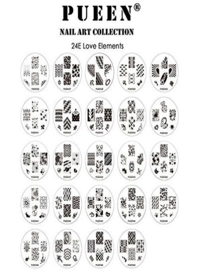 مجموعه تمبر هنر ناخن مجموعه 24E Love Elements ست جدید منحصر به فرد 24 عددی کیت لوازم جانبی بشقاب تصویر مانیکور مهر زنی لهستانی Nailart (در مجموع 144 تصویر) با ذخیره جایزه Casebh000018