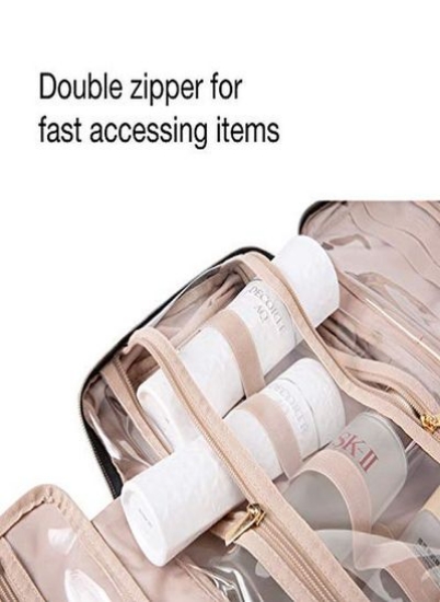 کیف مسافرتی کیف لوازم آرایش با قلاب آویزان، سازمان دهنده کیف آرایشی ضد آب آرایشی برای لوازم جانبی، شامپو، ظرف کامل، لوازم آرایش، مشکی