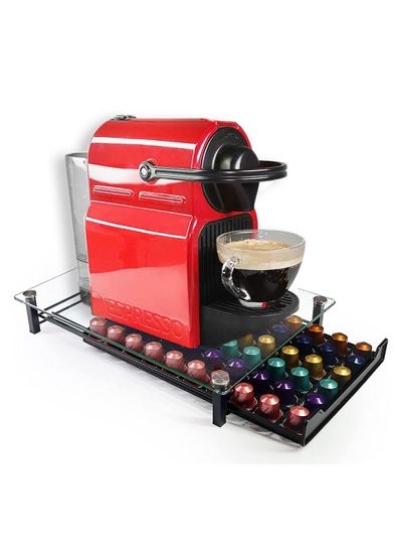 نگهدارنده غلاف قهوه در کشو ذخیره سازی کپسول قهوه سازمان دهنده آشپزخانه سازگار با 60 کپسول رنگ مشکی