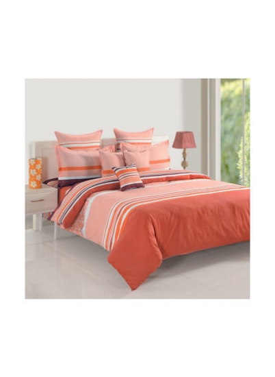 ملحفه تخت مجموعه Sparkle با روبالشی پنبه ای نارنجی/سفید ملکه