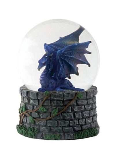 مجسمه Midnight Dragon Water Snow Globe خاکستری/آبی/سبز 3.5 اینچی