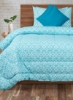 ست 2 روبالشی Comforter و 2 روکش کوسن - 1 Comforter (215x240 سانتی متر) + 2 روبالشی (50x75 سانتی متر) + 2 روکش کوسن (40x40 سانتی متر) پنبه سبز آبی/پاه سفید