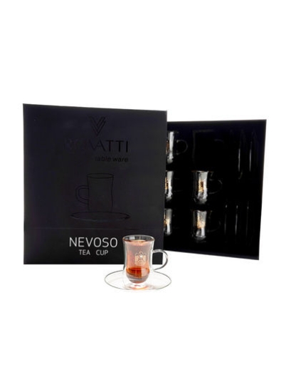 6 ست فنجان چای Nevoso و نعلبکی شفاف/طلا 100 میلی لیتری امارات متحده عربی
