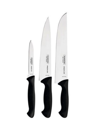 ست چاقوهای سرآشپز 3 تکه مشکی ممتاز 3 اینچی، 5 اینچی، 6 اینچی