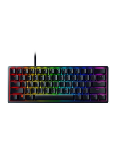 کلیدهای اپتیکال خطی Huntsman Mini (قرمز) صفحه کلید گیمینگ 60% نورپردازی Chroma RGB، کلیدهای PBT، حافظه داخلی مشکی