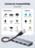 هاب USB 3.0 هاب 4 پورت فوق باریک داده هاب آلومینیومی داک الحاقی چندگانه USB برای MacBook Mac Pro Mini iMac Surface Pro XPS PS5 PC USB Flash Drive Mobile HDD خاکستری