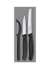 ست چاقوی جفت کلاسیک سوئیسی 3 تکه با پوست کن جهانی مشکی