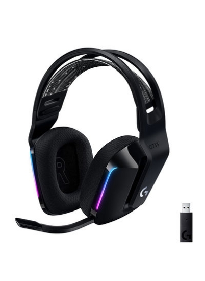 هدست گیمینگ بی‌سیم G733 Lightspeed با سر و سیستم تعلیق، Lightsync RGB، فناوری میکروفون Voice آبی و درایورهای صوتی PRO-G