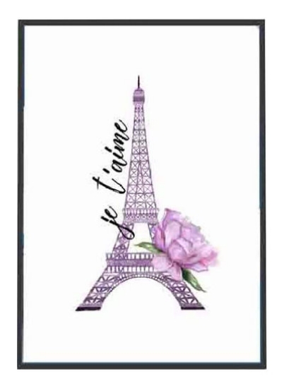 نقاشی بوم چاپ شده برج ایفل پاریس بنفش/مشکی 57 x 71 x 4.5 سانتی متر