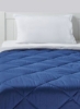 Home Essential Soft Microfibre Solid Reversible Comforter 150 X 220 cm Polyester Navy/Silver Grey Queen