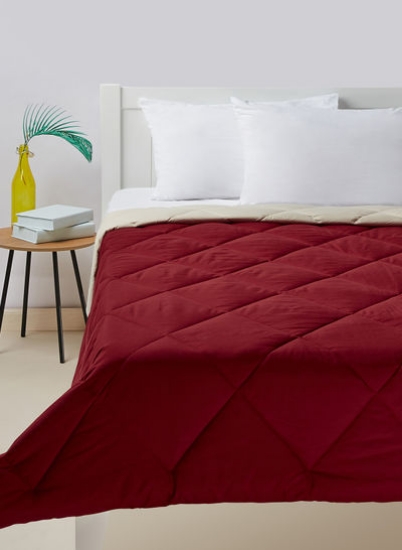 Home Essential Soft Microfibre Solid Reversible Comforter 220 x 240 cm پلی استر قرمز/بژ کینگ