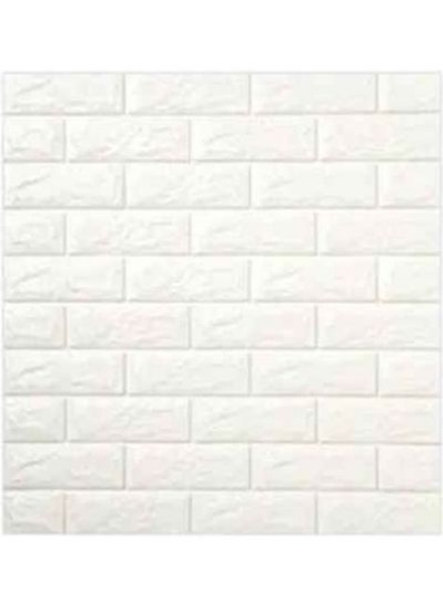 برچسب دیواری آجری سه بعدی تزئینی 10 تکه سفید 70x77x1 سانتی متر