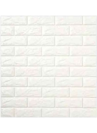 برچسب دیواری آجری سه بعدی تزئینی 10 تکه سفید 70x77x1 سانتی متر