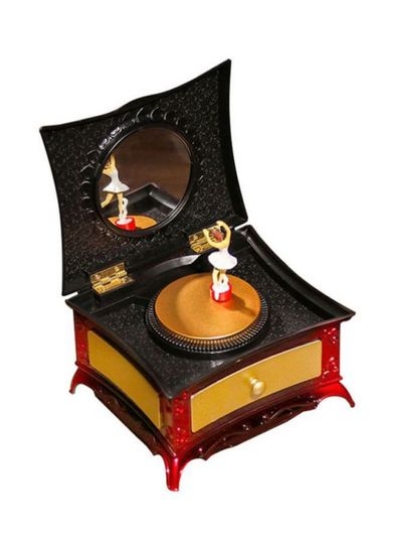 میز آرایش دختر رقصنده جعبه موسیقی مشکی/طلایی/قرمز 18x11x16 سانتی متر