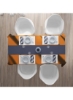 رومیزی چهارخانه کلاسیک نارنجی/مشکی 200x140 سانتی متر
