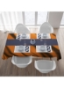 رومیزی چهارخانه کلاسیک نارنجی/مشکی 200x140 سانتی متر