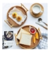 سینی حصیری دست ساز با دسته نان، سبد میوه سازماندهی سینی چای برای آشپزخانه، ظرف پیک نیک گرد قهوه ای 12x12 اینچ