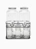 4 لیتری + 4 لیتری لیوان نوشیدنی دوگانه با پایه و 6 شیشه میسون - هر کدام 450 میلی لیتر Clear Double