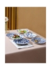 ست بشقاب غذاخوری 6 تکه سرامیکی رنگ آمیزی شده با دست آبی/سفید 20.6 x 2.4 سانتی متر